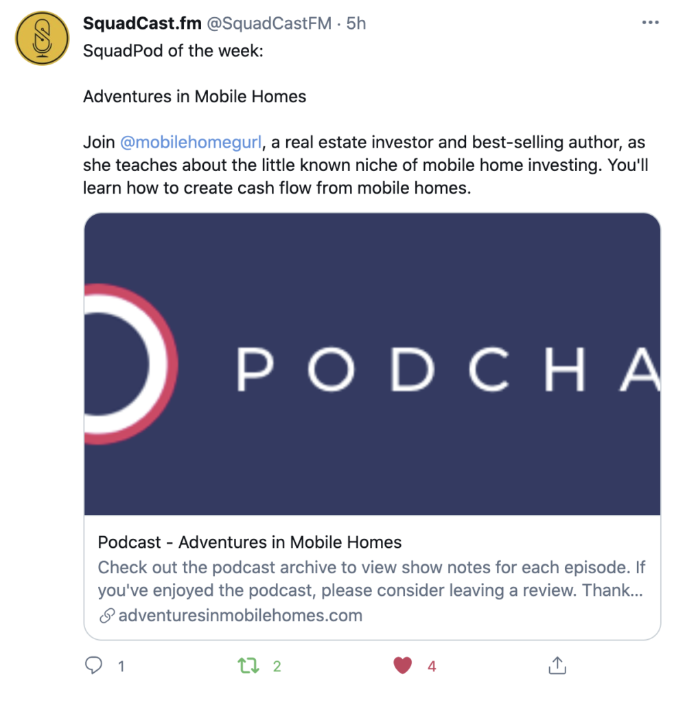 SquadCast.fm Newsletter and Social Media Mention