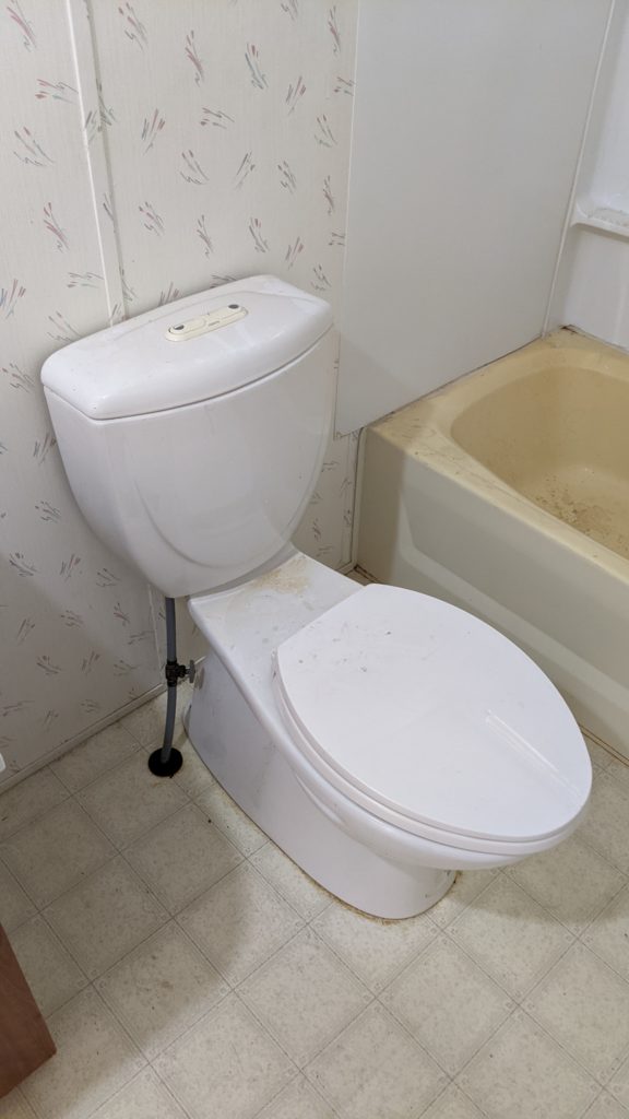 Guest bathroom toilet: lid on