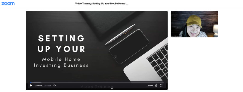 (Zoom Screenshot) Video Training: Setting Up Your Mobile Home Investing Business