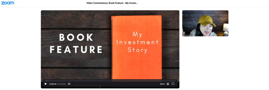 Zoom Screenshot  (Video Commentary): Book Feature - My Investment Story